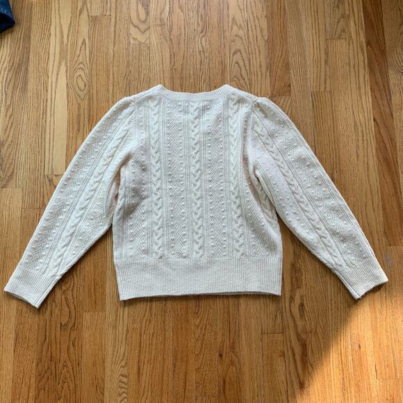NWT! Womens J. Crew Pointelle cable-knit crewneck sweater Size L - Picture 2 of 4